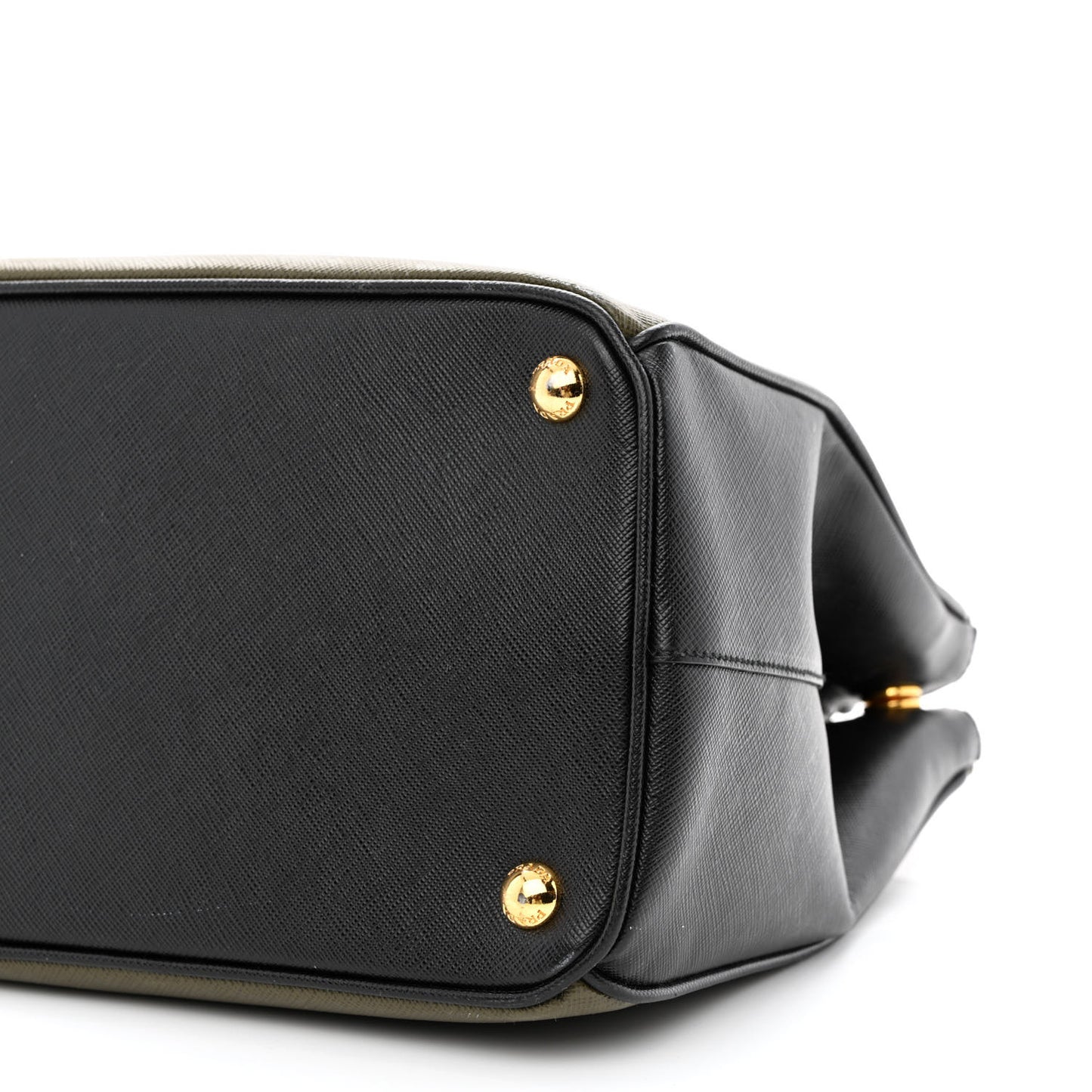 Saffiano Lux Bi-Color Medium Galleria Double Zip Tote Militare Black