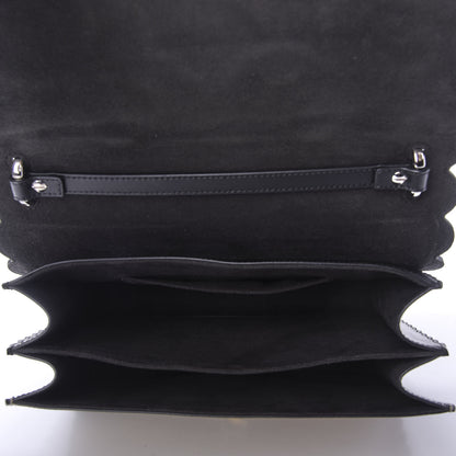 Fendi Vitello Liberty Pearl Bi-Color Flowers and Bows Scalloped Studded Kan I Shoulder Bag Black Camelia 6 of 10