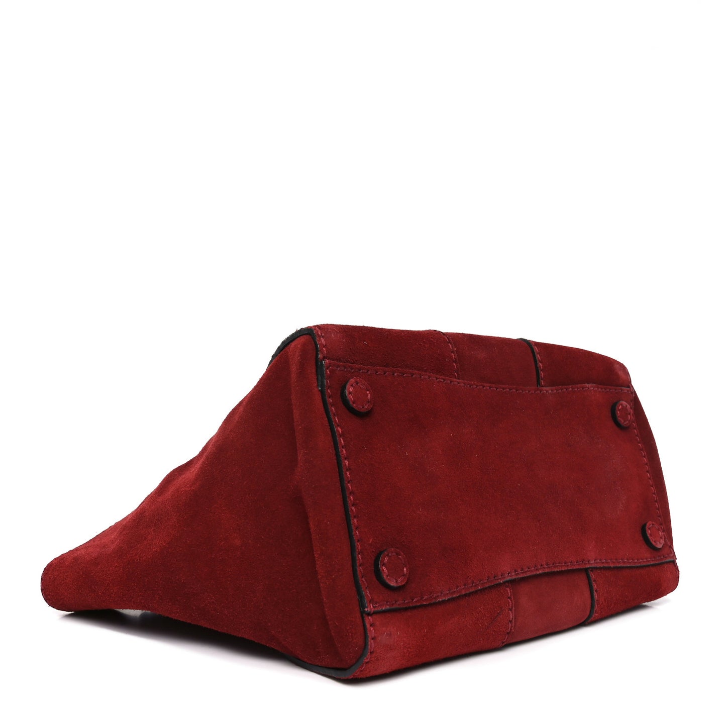 Suede Scamosciato Stitched Small Twin Pocket Tote Porpora
