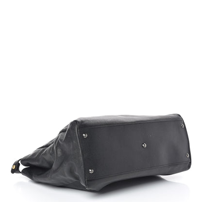 Fendi Goatskin Large Peekaboo Iconic Satchel Black 4 of 9