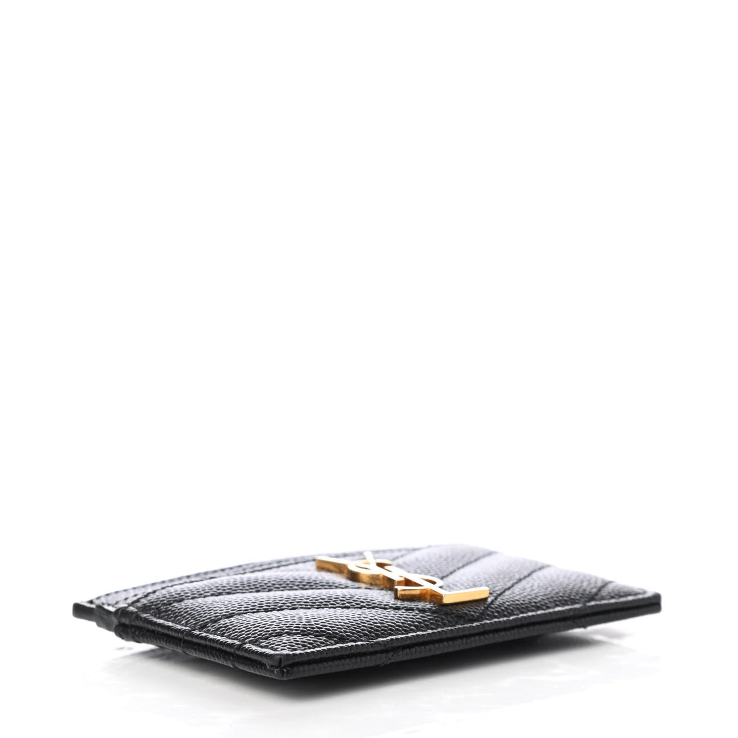 Grain De Poudre Matelasse Chevron Monogram Credit Card Case Black