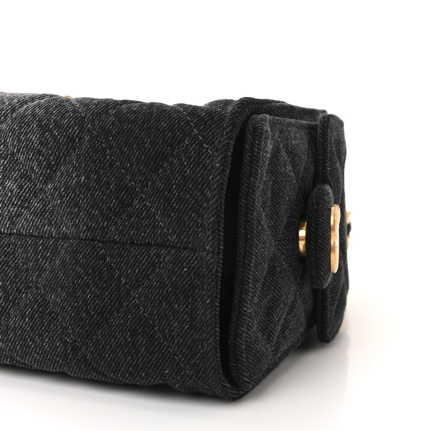 Washed Denim Quilted Mini Chanel 25 Handbag Black