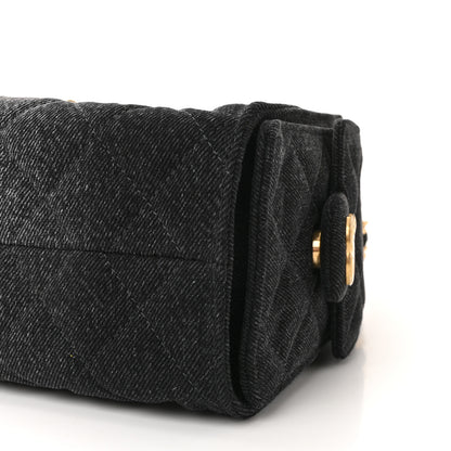 Chanel Washed Denim Quilted Mini Chanel 25 Handbag Black 10 of 11