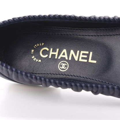 Chanel Lambskin CC Cap Toe Ballerina Flats 36 Navy 6 of 10