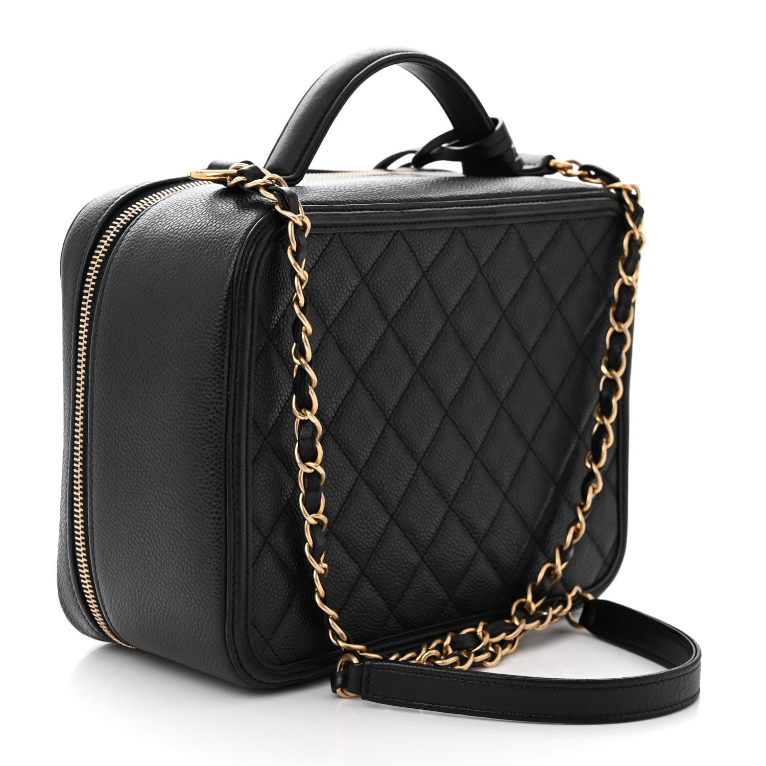 Chanel Caviar Quilted Large CC Filigree Vanity Case Black 4 of 14