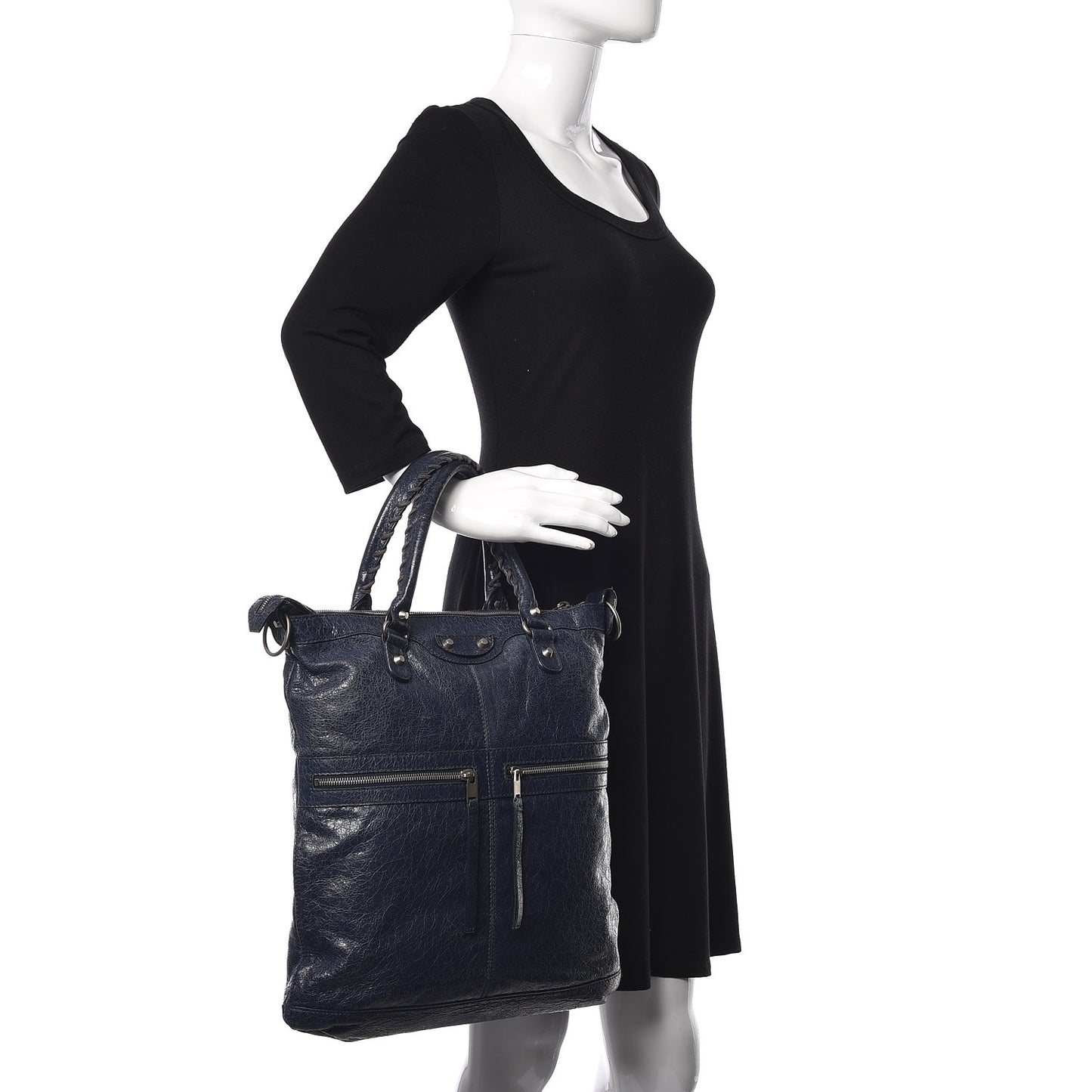 Agneau Classic Hardware Square Tote Bleu Nuit Dark Sea