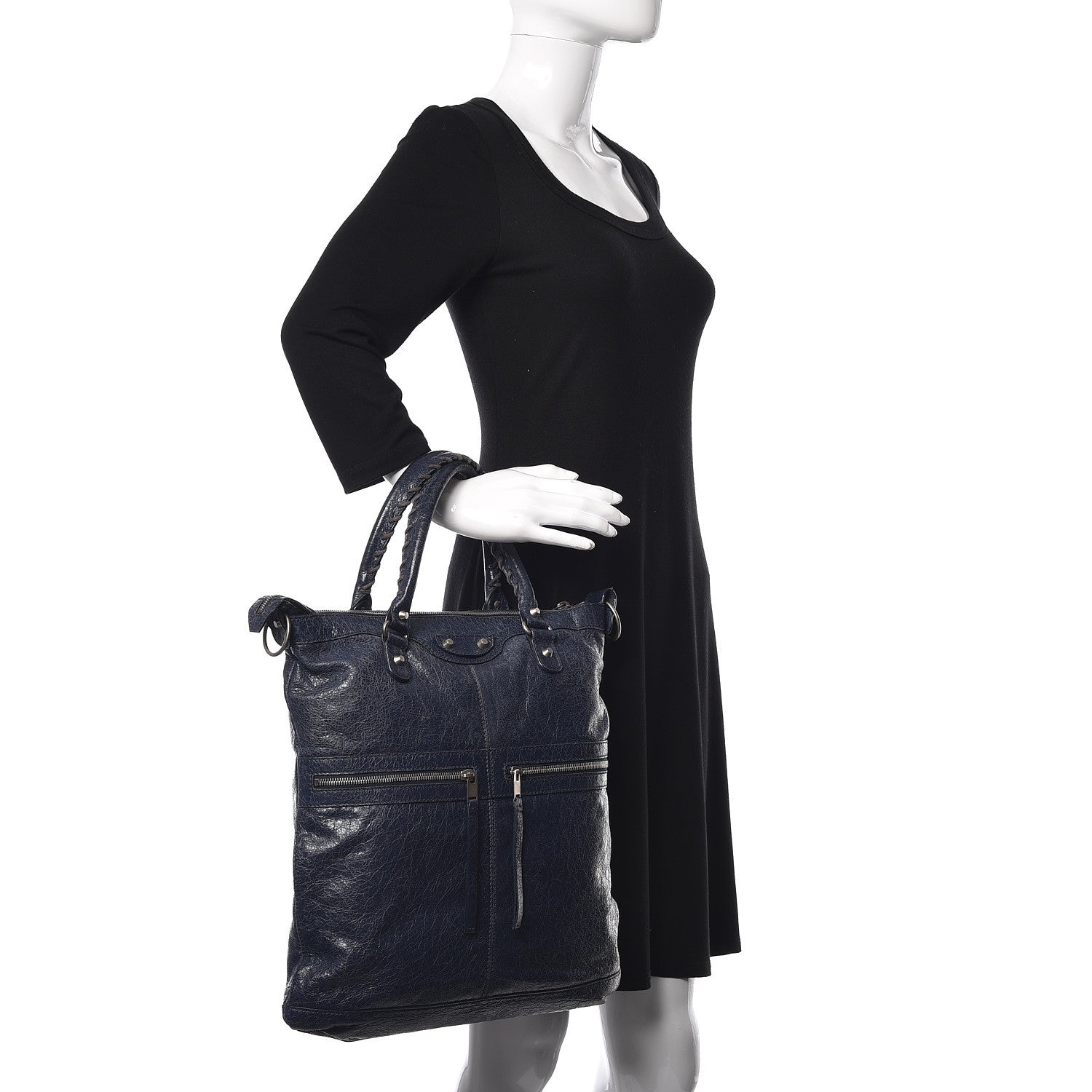 Balenciaga Agneau Classic Hardware Square Tote Bleu Nuit Dark Sea 2 of 9