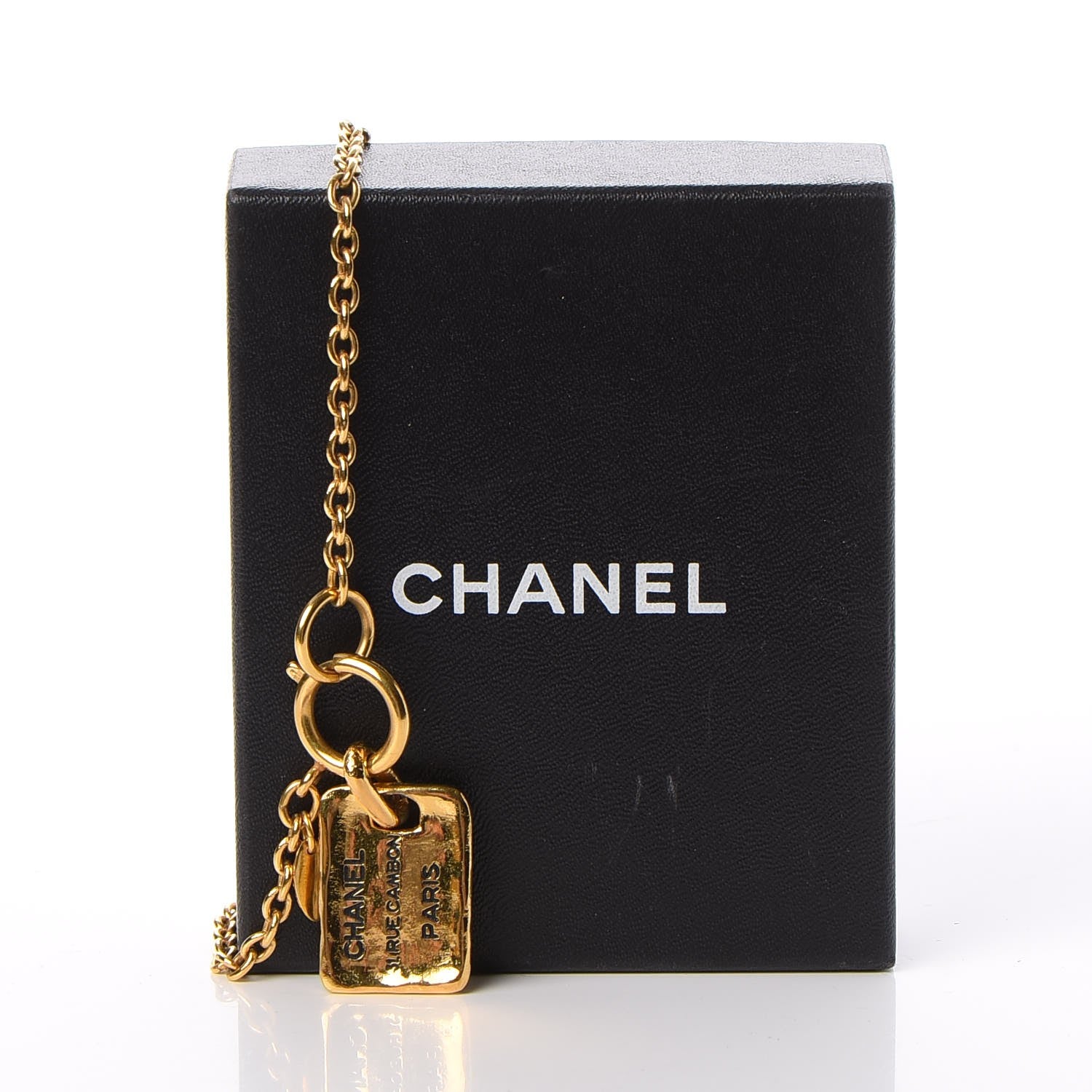 Chanel 31 Rue Cambon Tag Pendant Necklace Gold 7 of 7