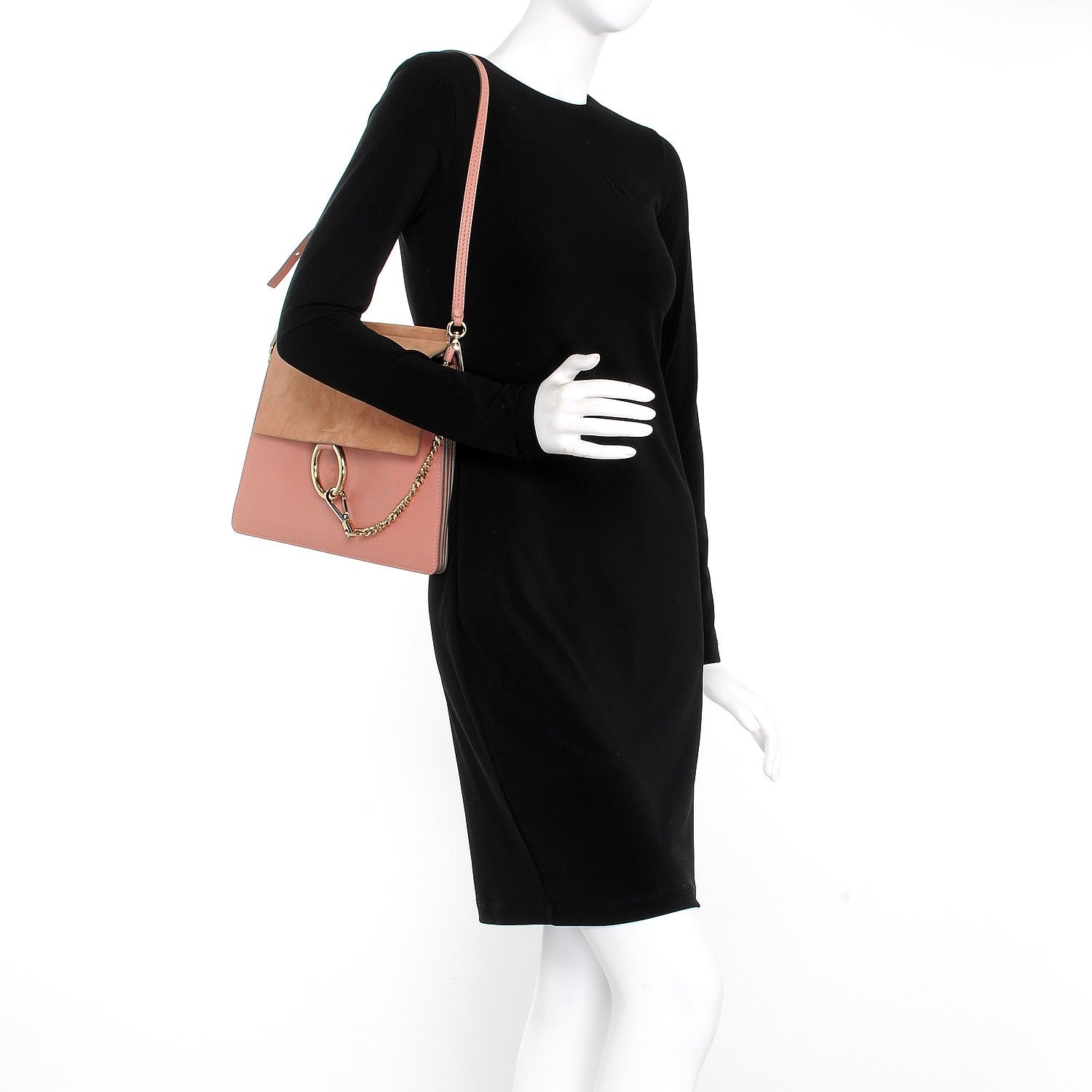 Chloe Suede Medium Faye Shoulder Bag Misty Rose 2 of 10