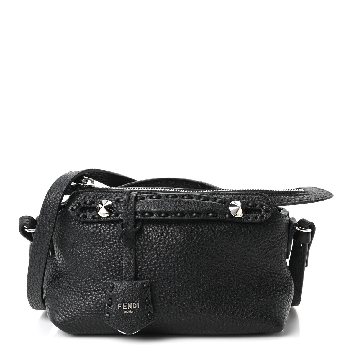 Cuoio Romano Selleria Sintetica Tape Stitch Mini By The Way Boston Bag Black
