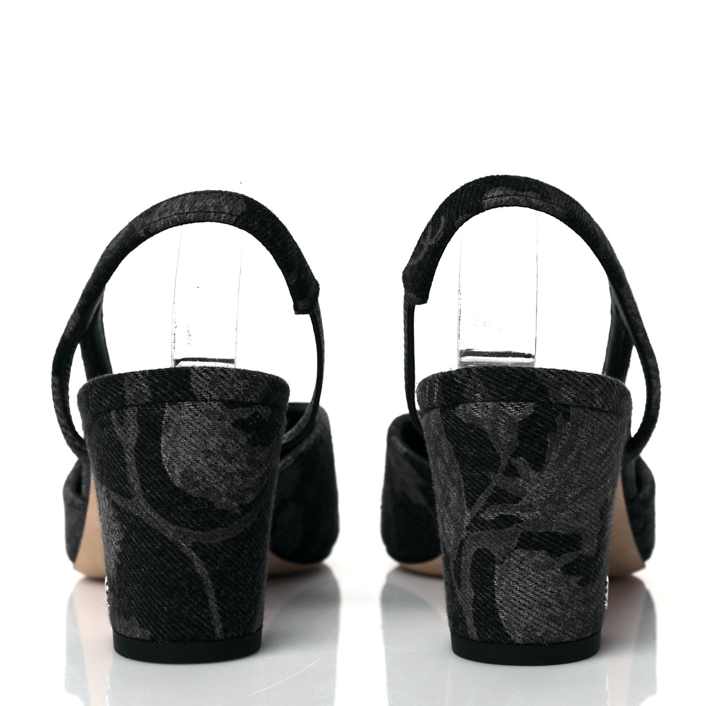 Denim Cap Toe CC Slingback Pumps 38 Charcoal Black Blue