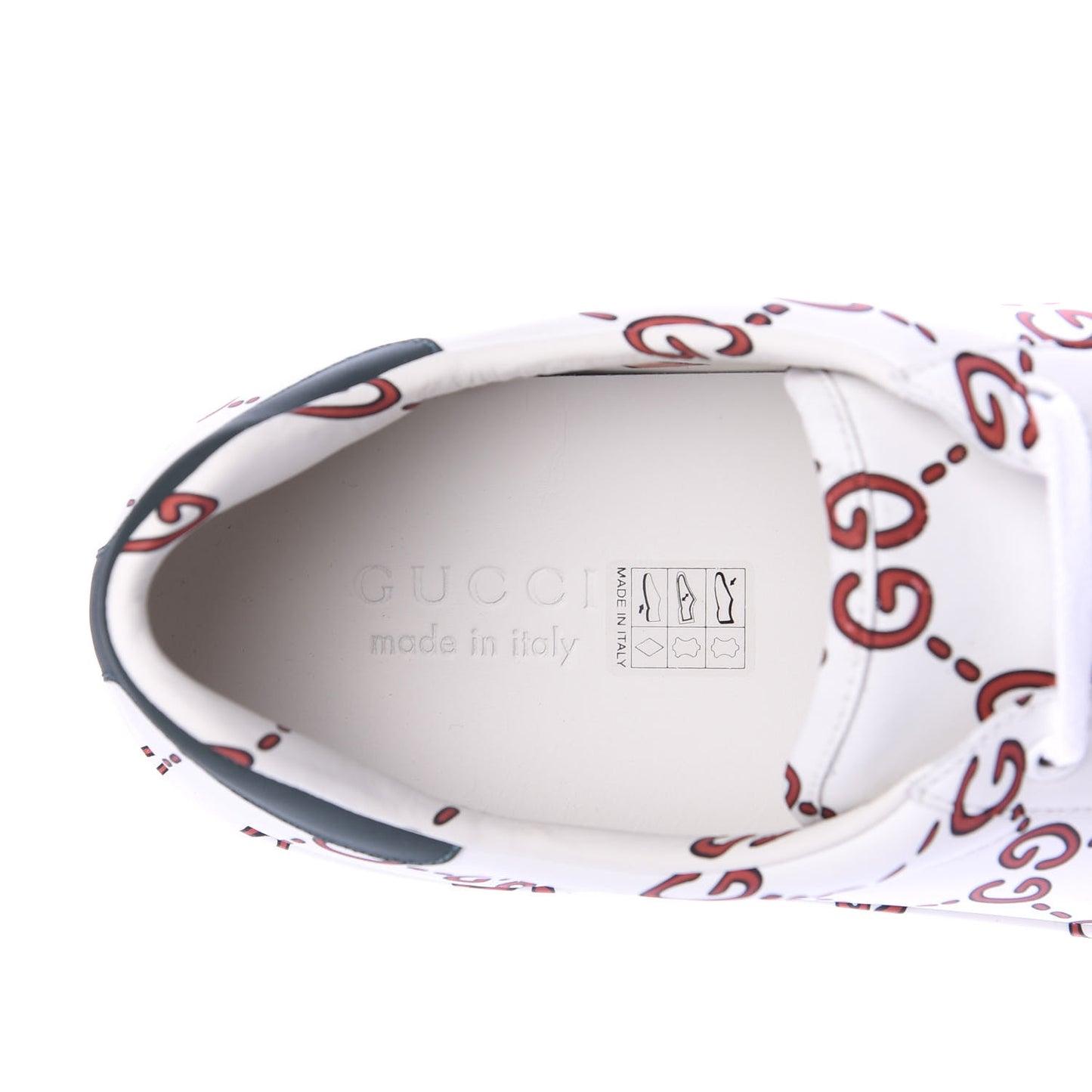 Calfskin GucciGhost Print Mens Ace Sneakers 13 White Hibiscus Red