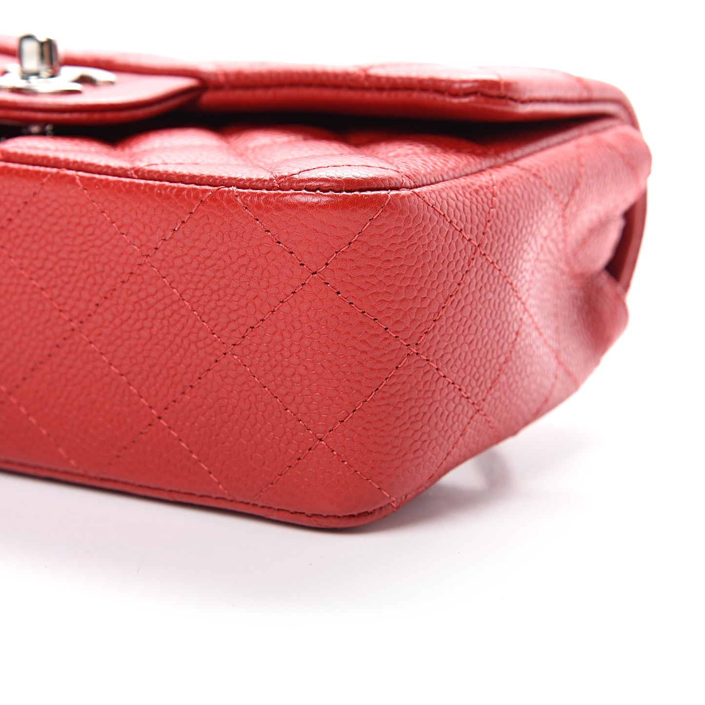 Caviar Quilted Mini Rectangular Flap Red