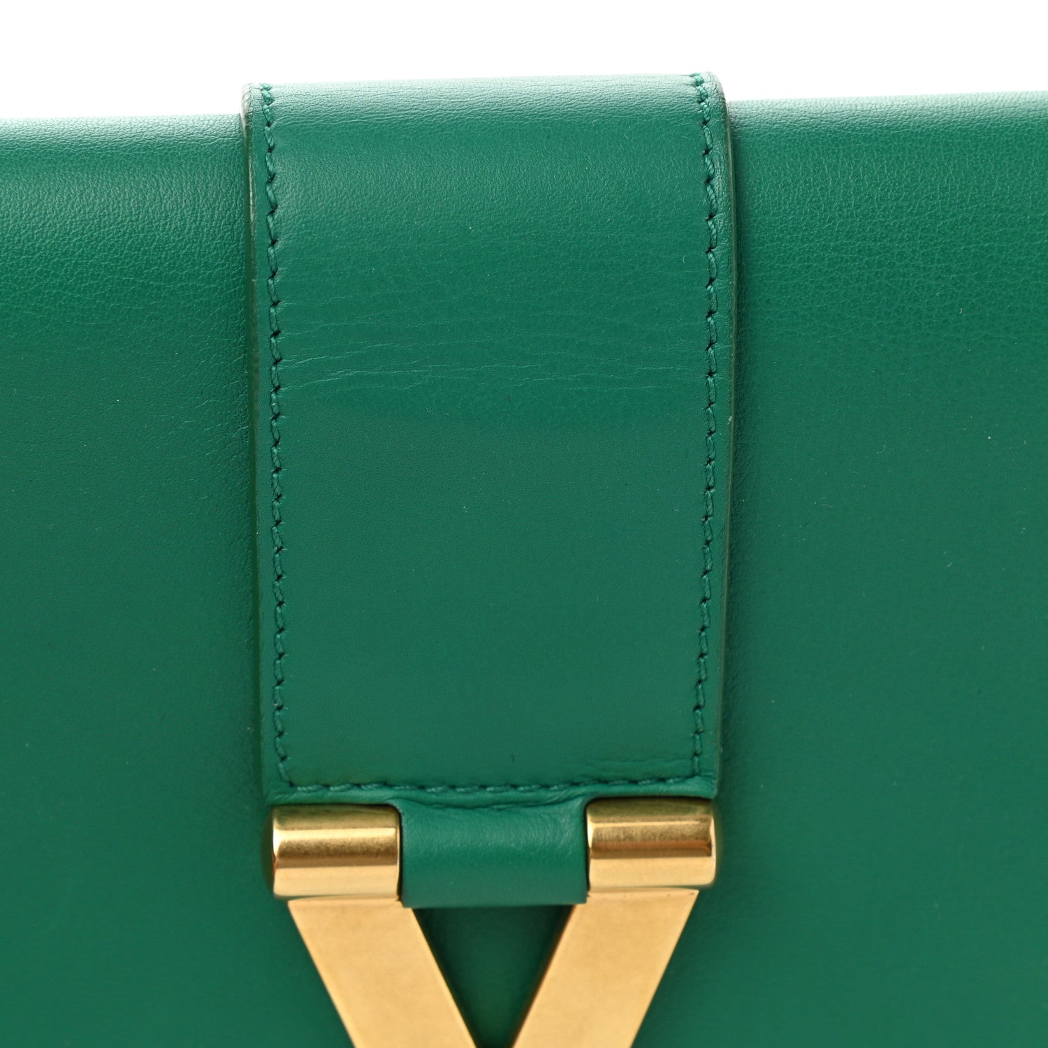 Saint Laurent Calfskin Classic Y Ligne Clutch Green 10 of 11