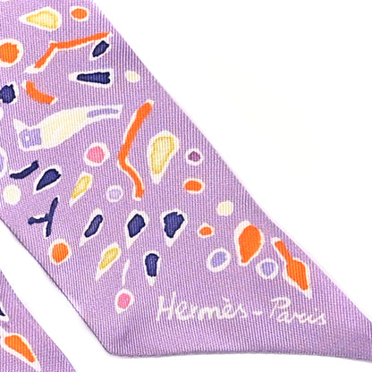 Hermes Silk Isola Di Primavera Twilly Lilas Orange Jaune 3 of 5