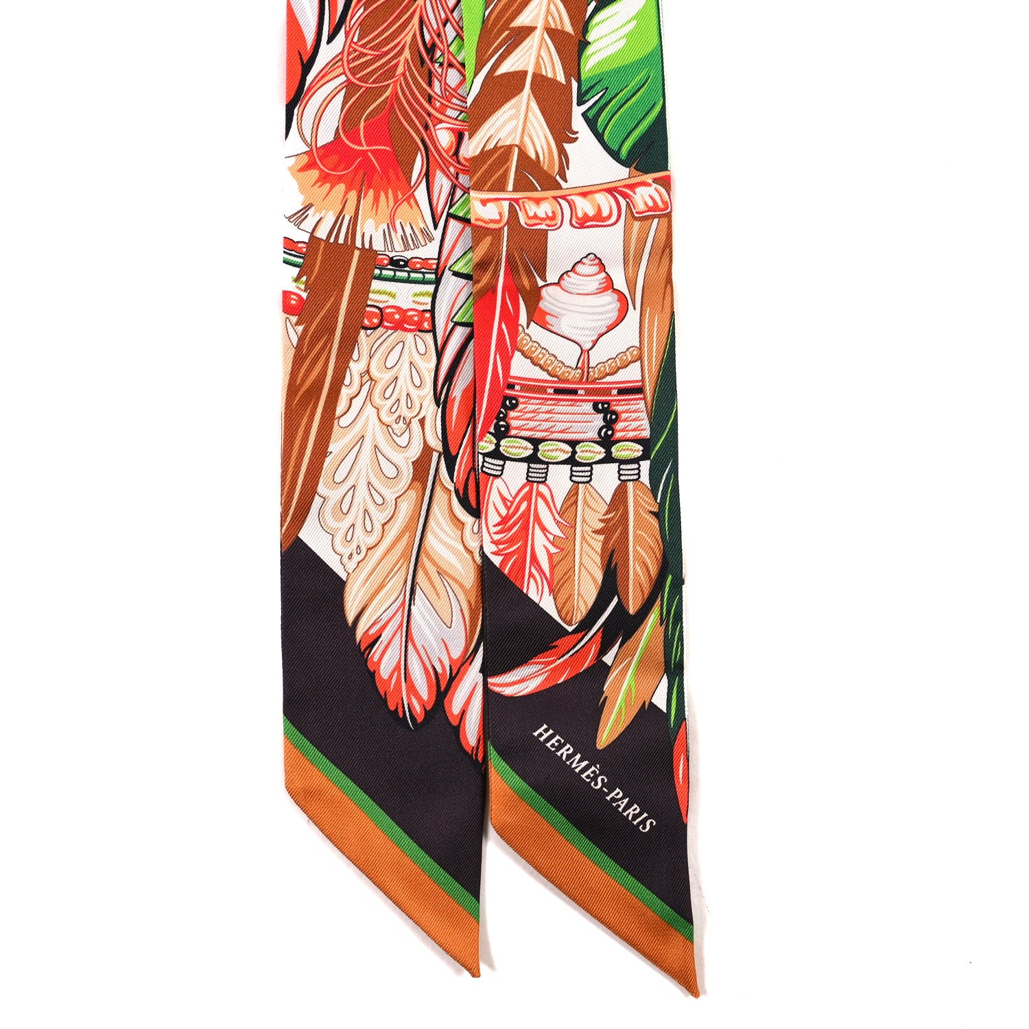 Hermes Silk La Danse Pacifique Twilly Vert Vif Corail 2 of 3