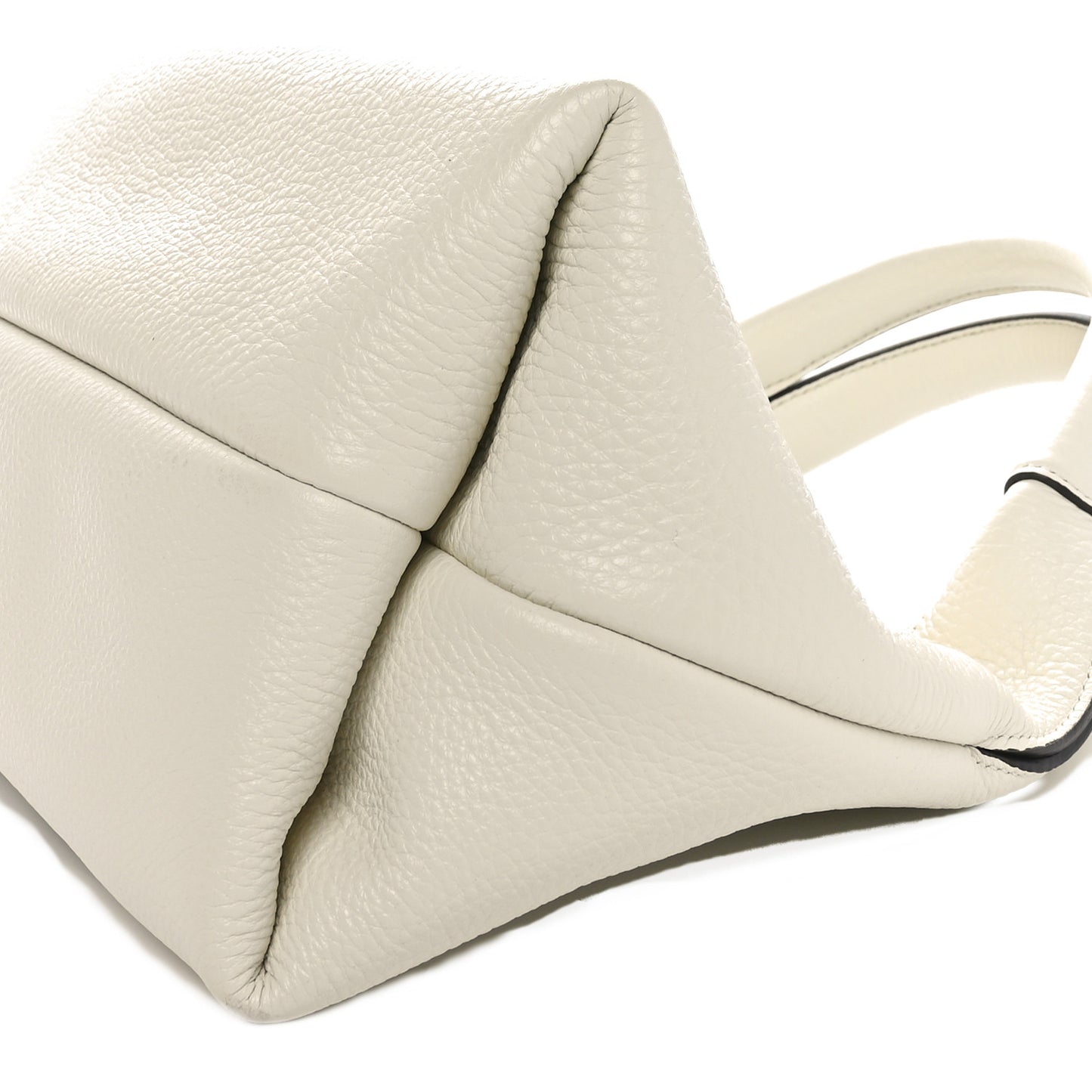 Grained Calfskin Softbit Medium Shoulder Bag White