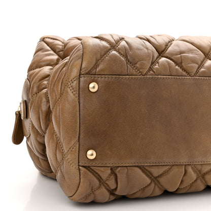 Chanel Lambskin Bubble Quilt Bowler Dark Beige 9 of 10