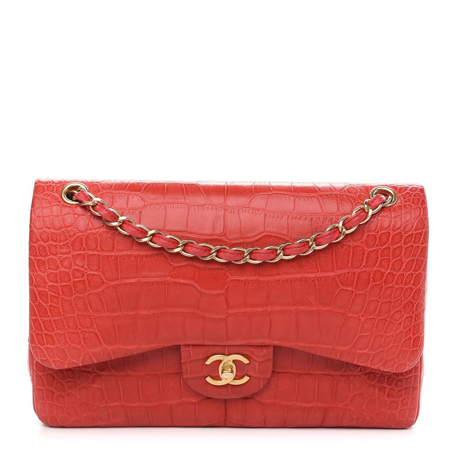 Chanel Alligator Jumbo Double Flap Red 1 of 10