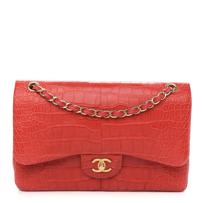 Chanel Alligator Jumbo Double Flap Red 1 of 10