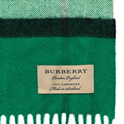 Burberry Cashmere Check Fringe Scarf Emerald 3 of 4