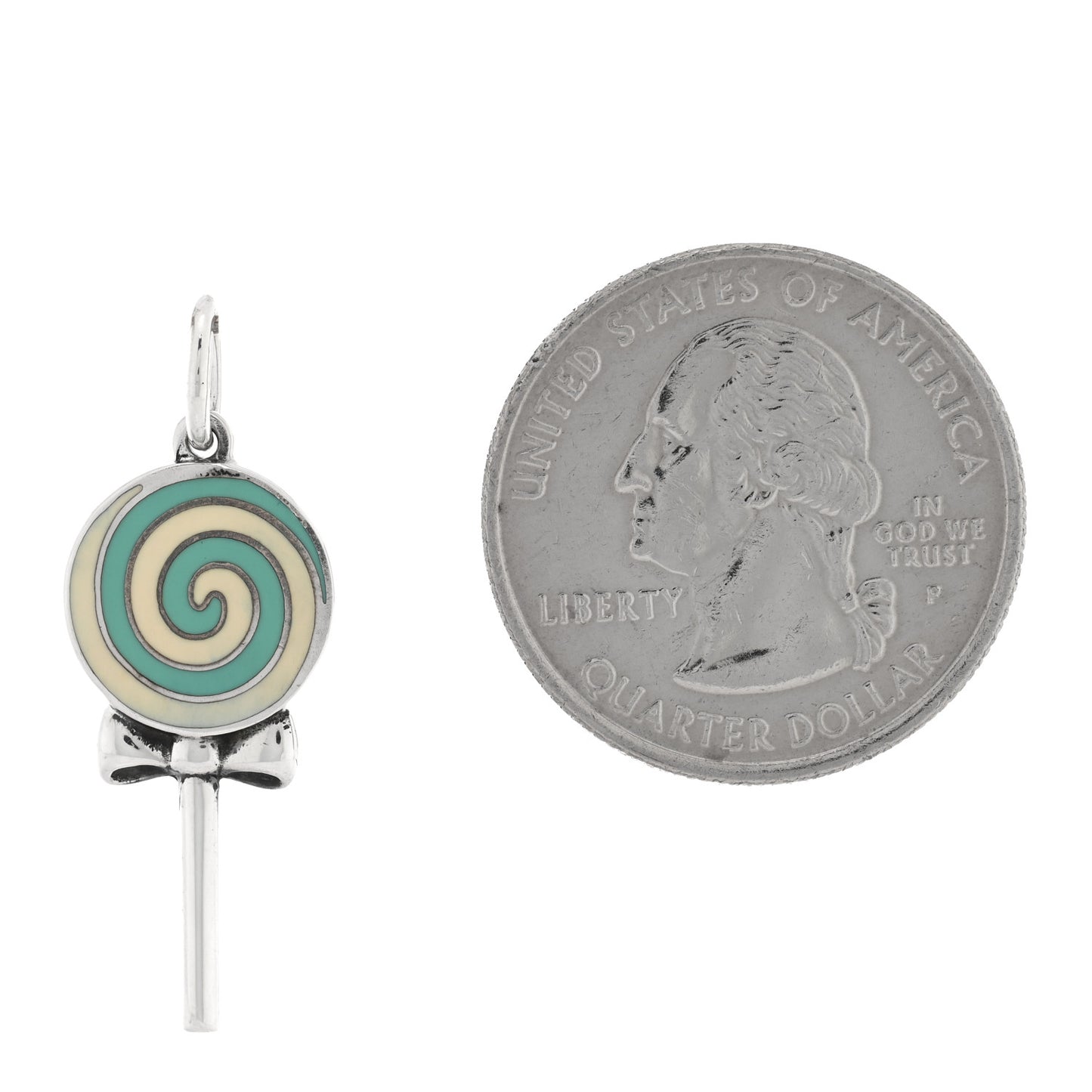 Sterling Silver Enamel Lollipop Charm Blue White