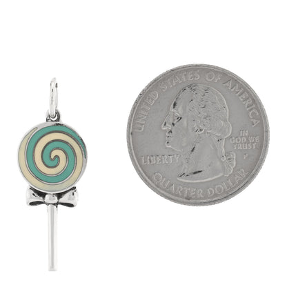 Tiffany Sterling Silver Enamel Lollipop Charm Blue White 2 of 3