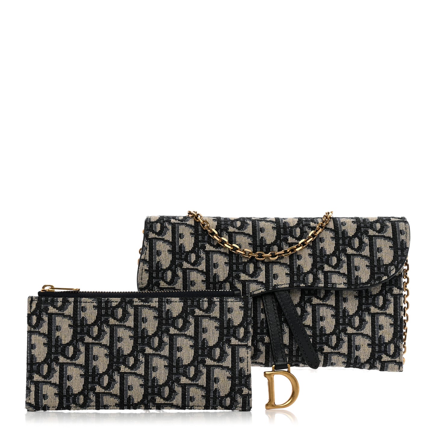 Oblique Saddle Chain Long Wallet Blue