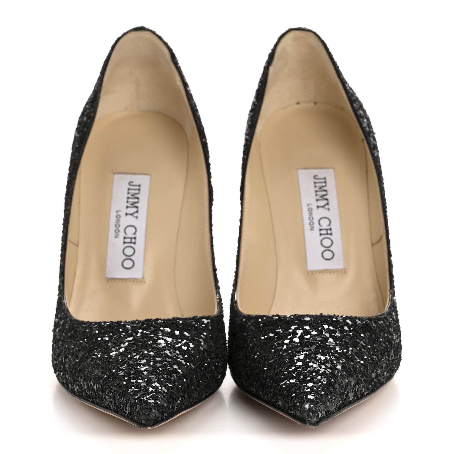Jimmy Choo Coarse Glitter Pointy Toe Romy 85 Pumps 35 Black