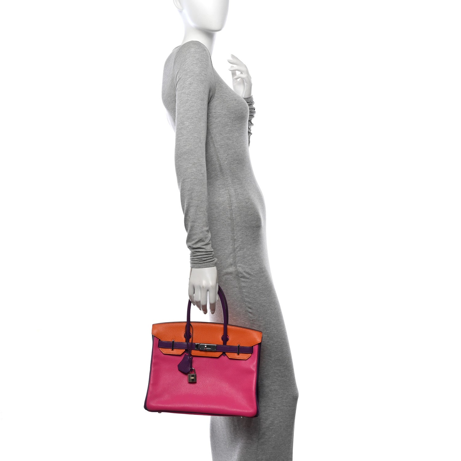 Hermes Chevre Horseshoe Birkin 30 Rose Shocking Violet Orange 2 of 11