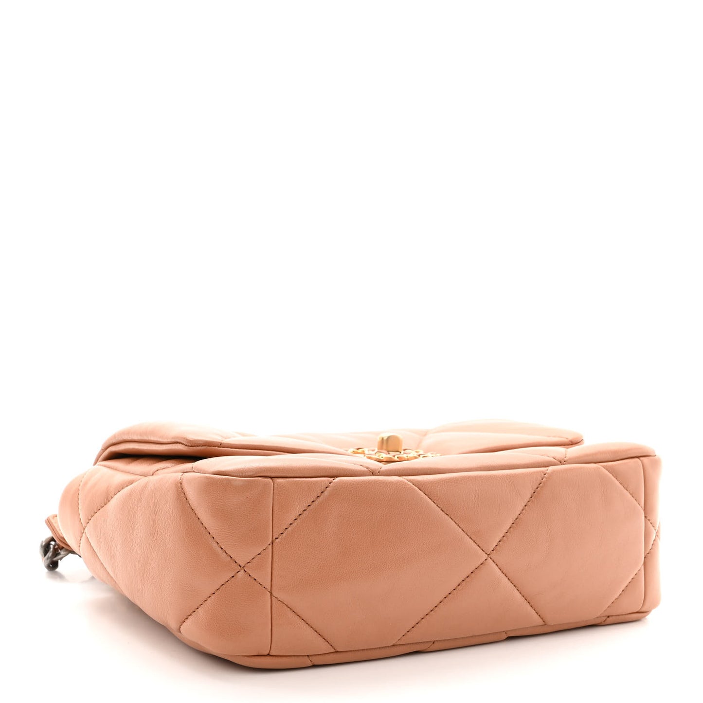 Lambskin Quilted Medium Chanel 19 Flap Light Brown
