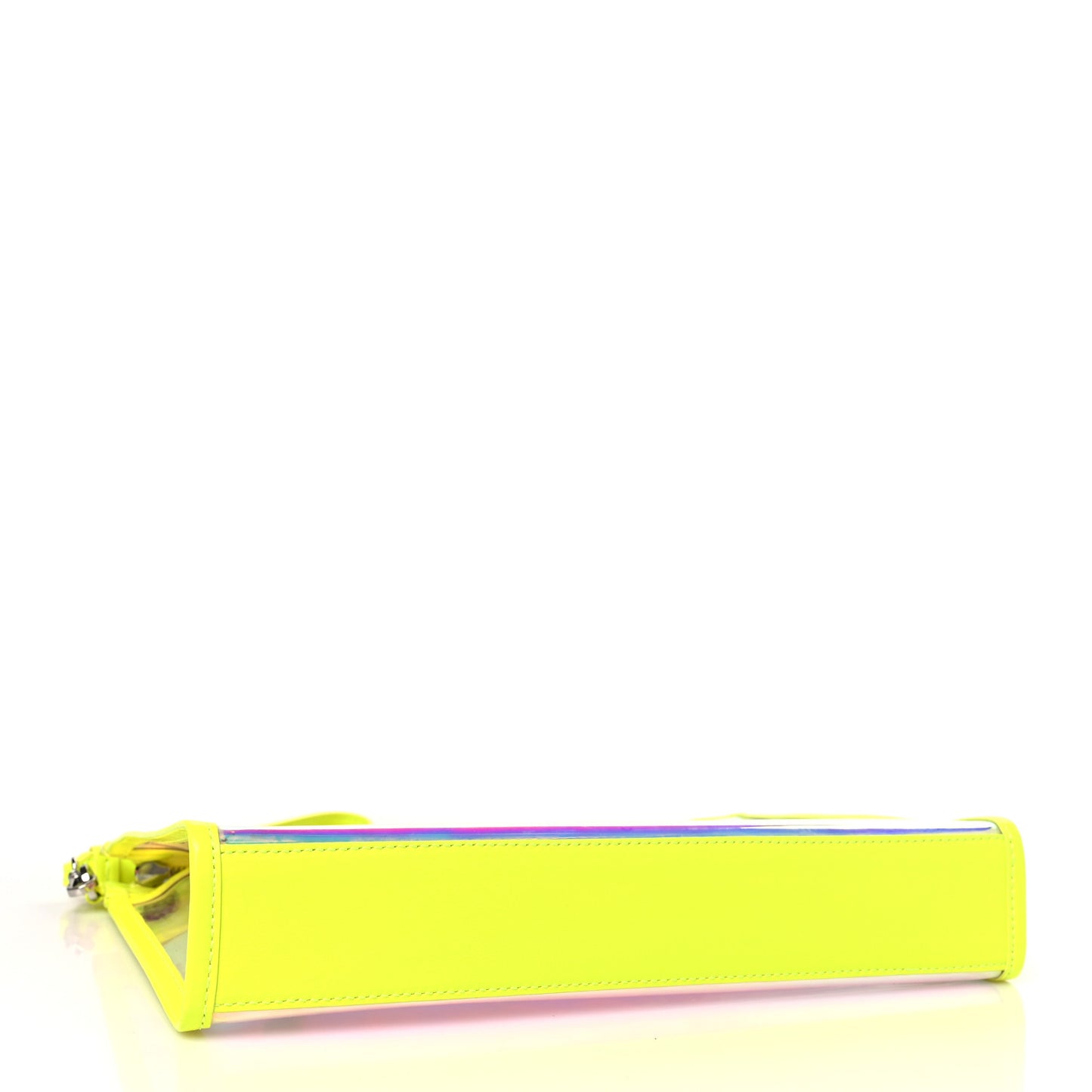 Iridescent PVC Wristlet Neon Yellow