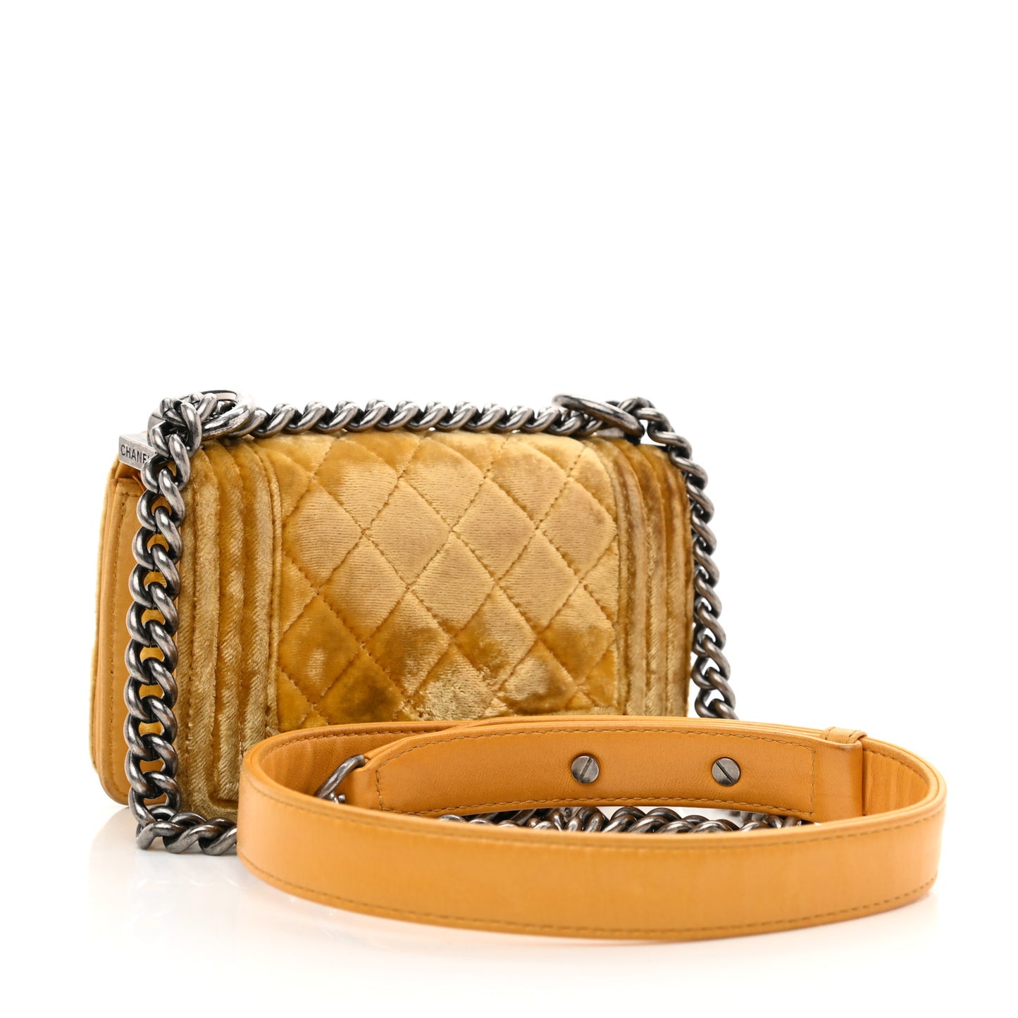 Velvet Quilted Mini Boy Flap Yellow