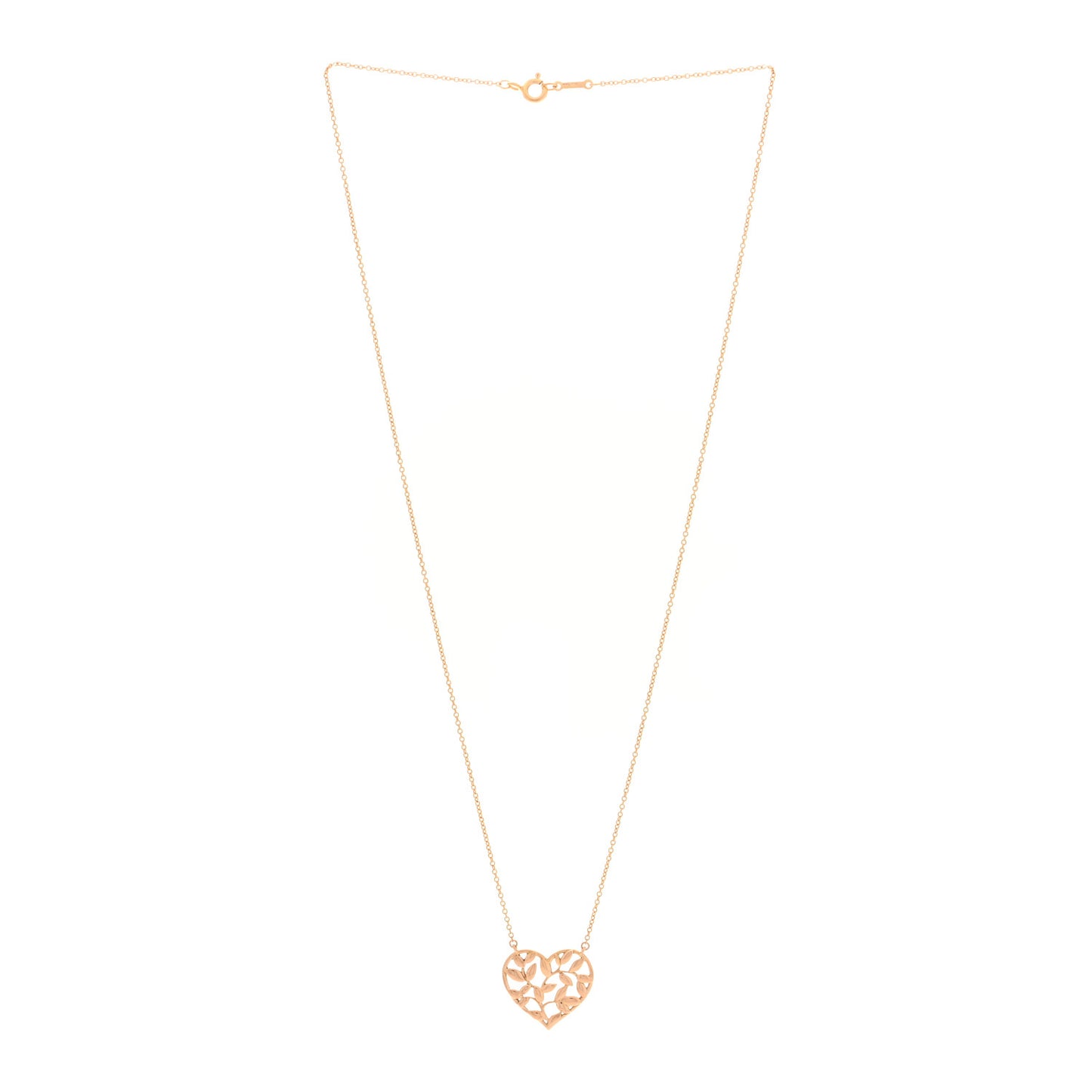 18K Rose Gold Paloma Picasso Olive Leaf Heart Pendant Necklace