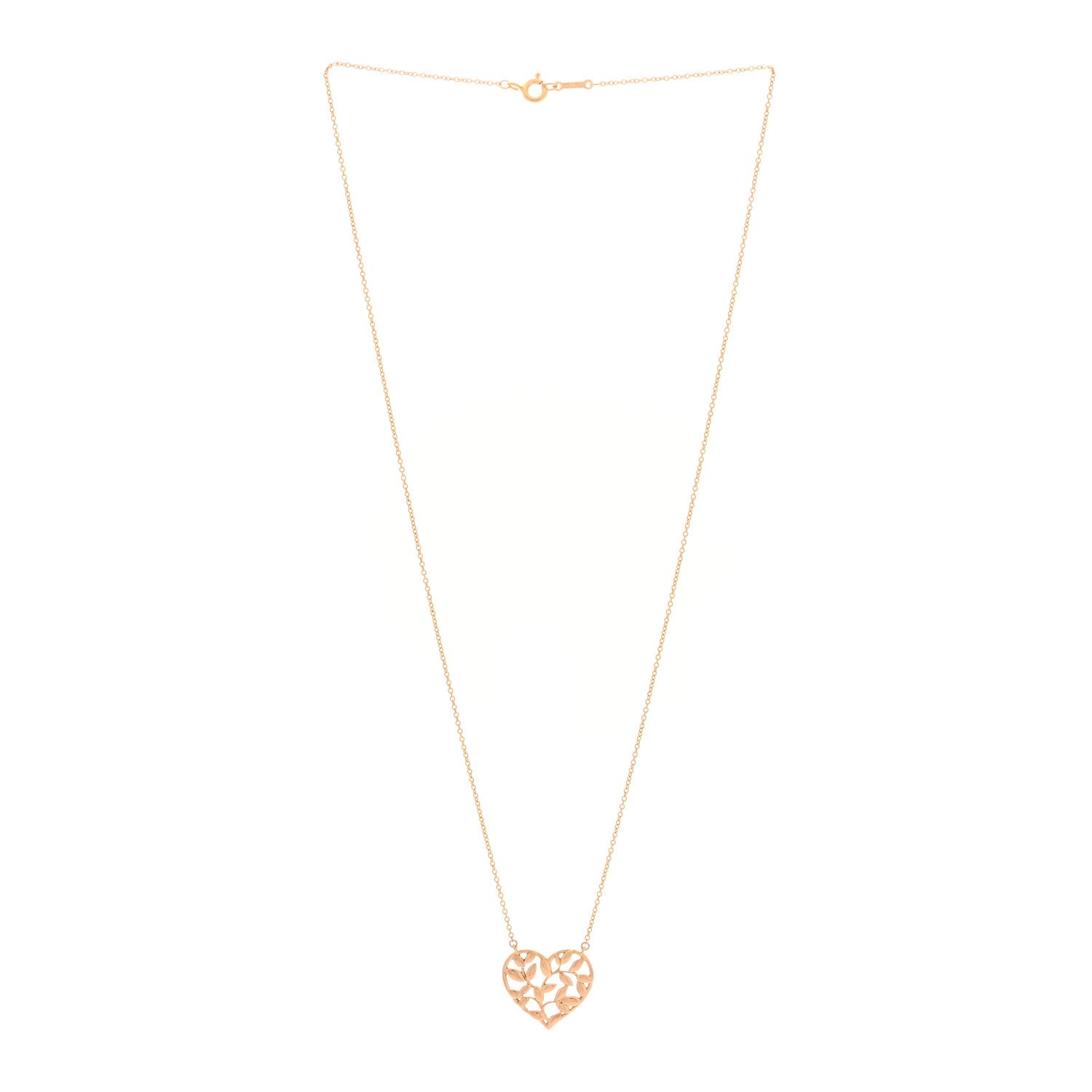 Tiffany 18K Rose Gold Paloma Picasso Olive Leaf Heart Pendant Necklace 3 of 4
