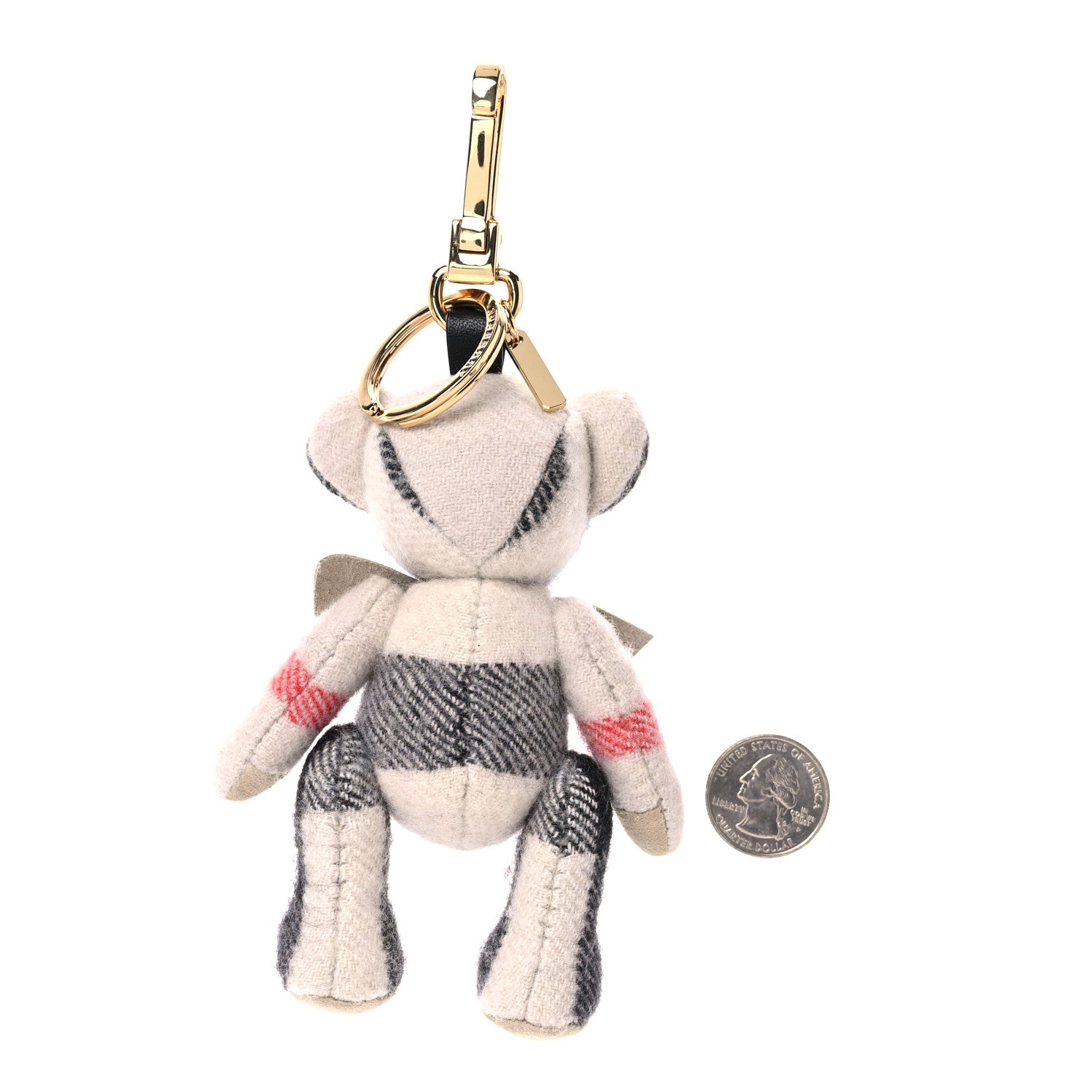 Burberry Cashmere Calfskin Thomas Bow Tie Teddy Bear Keychain Charm Archive Beige 2 of 4