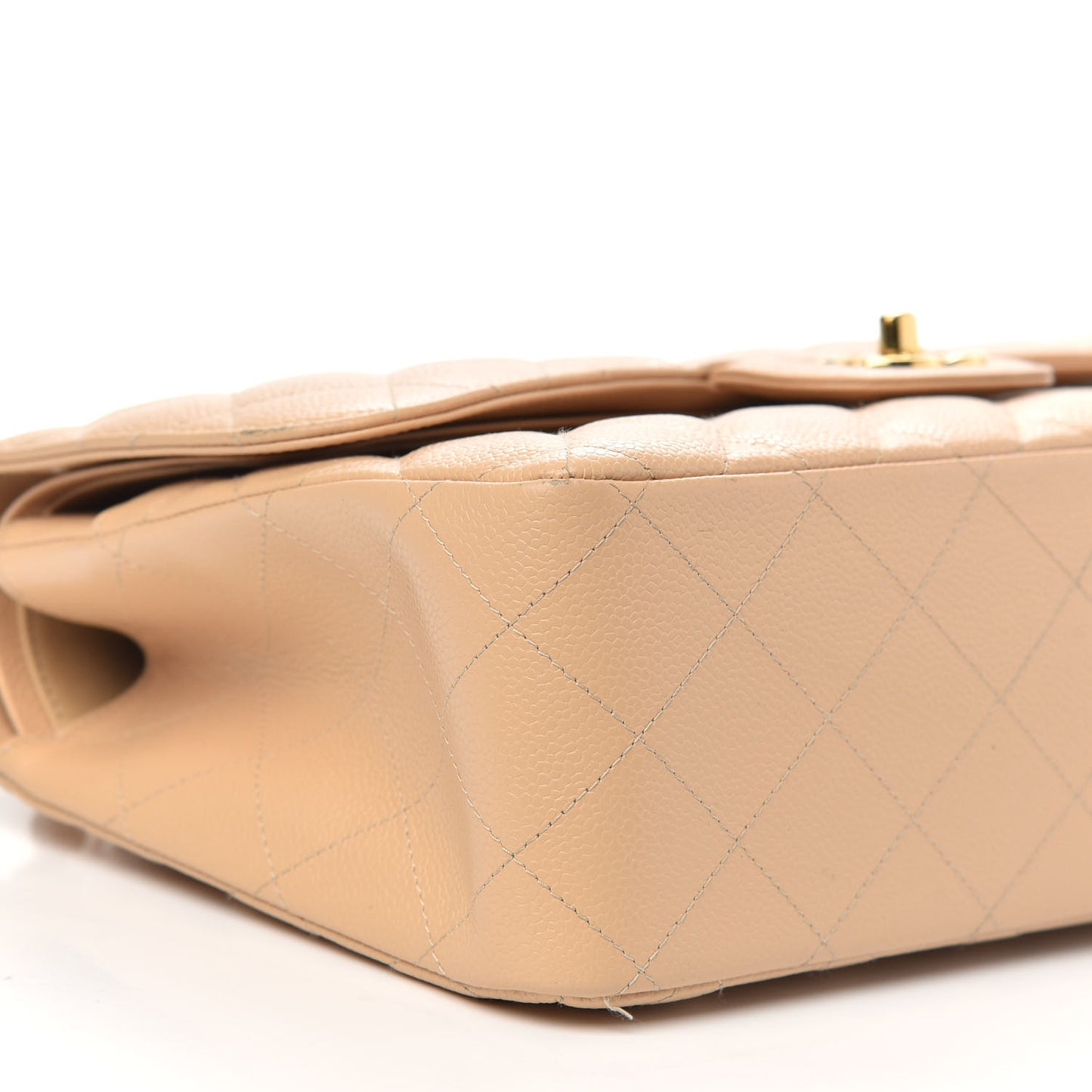 Caviar Quilted Jumbo Double Flap Beige Clair
