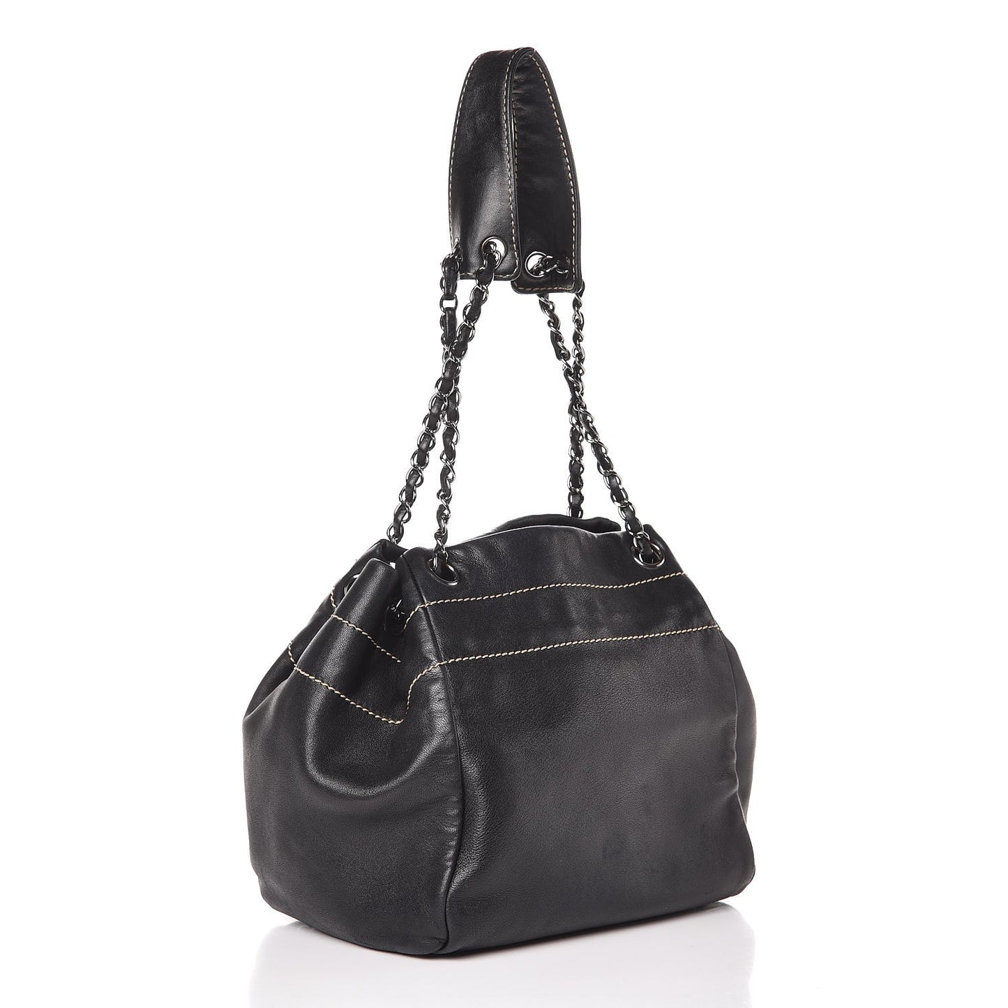Lambskin Lax Accordion Hobo Black