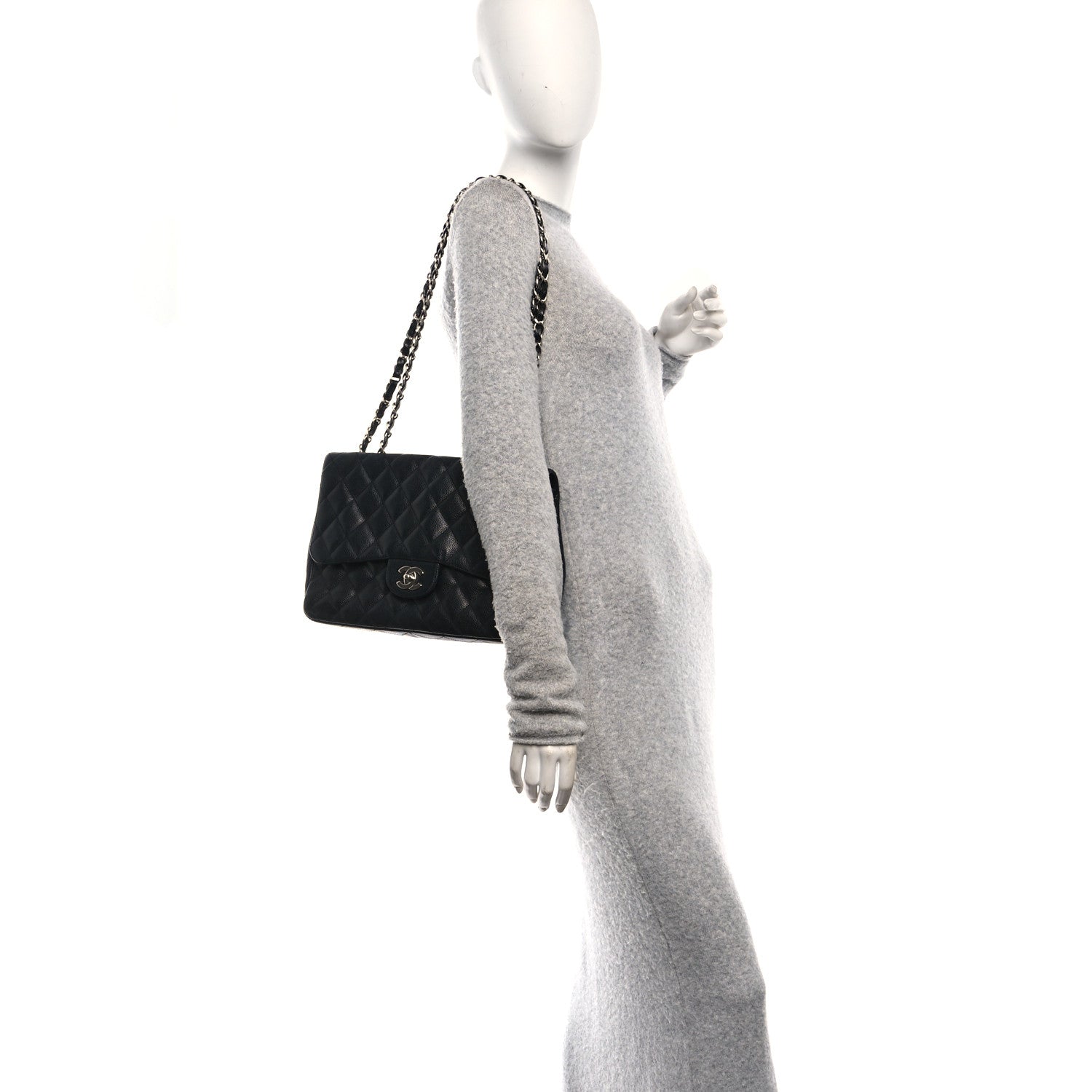 Chanel Caviar Quilted Jumbo Single Flap Black 2 of 10