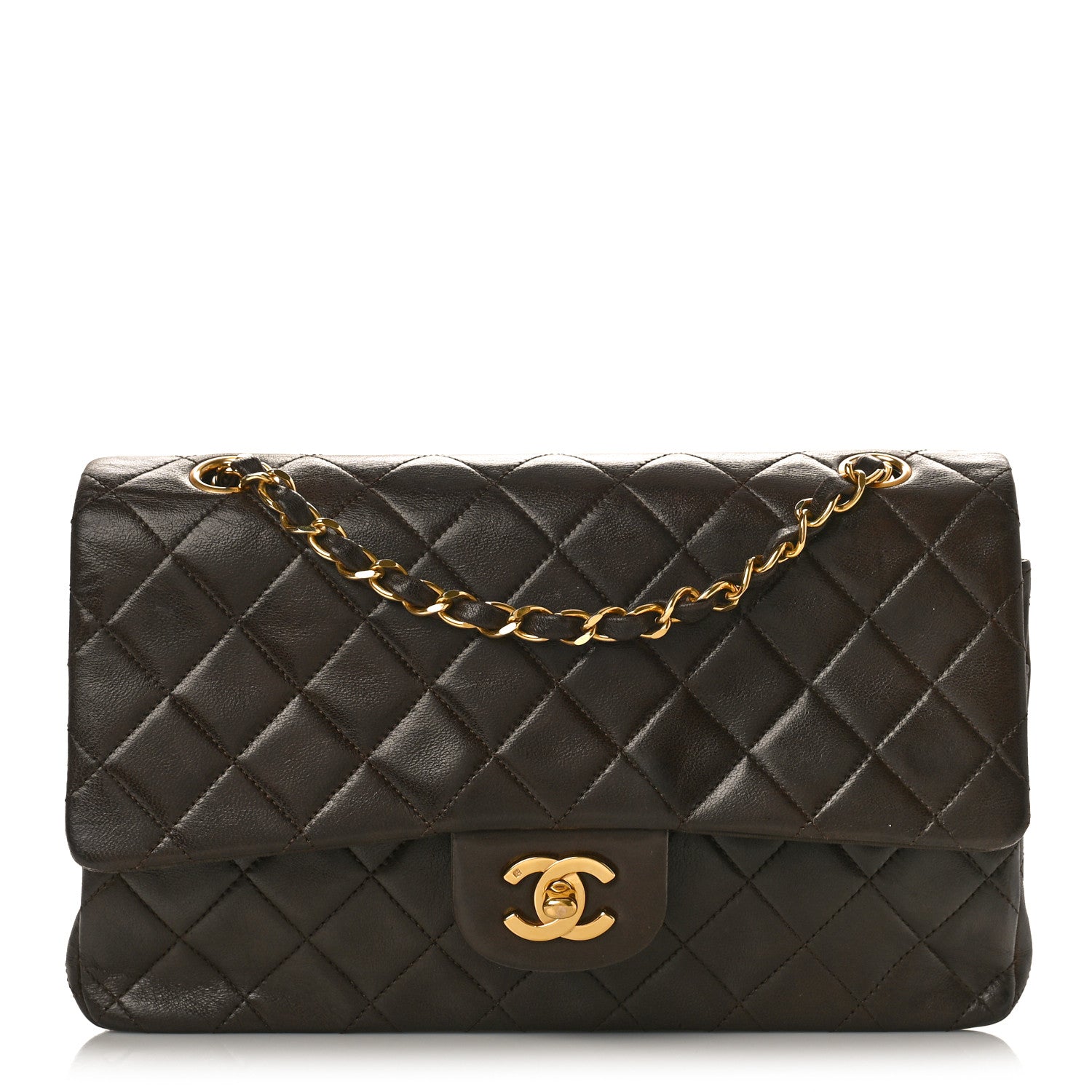 Chanel Lambskin Quilted Medium Double Flap Dark Brown 1 of 11