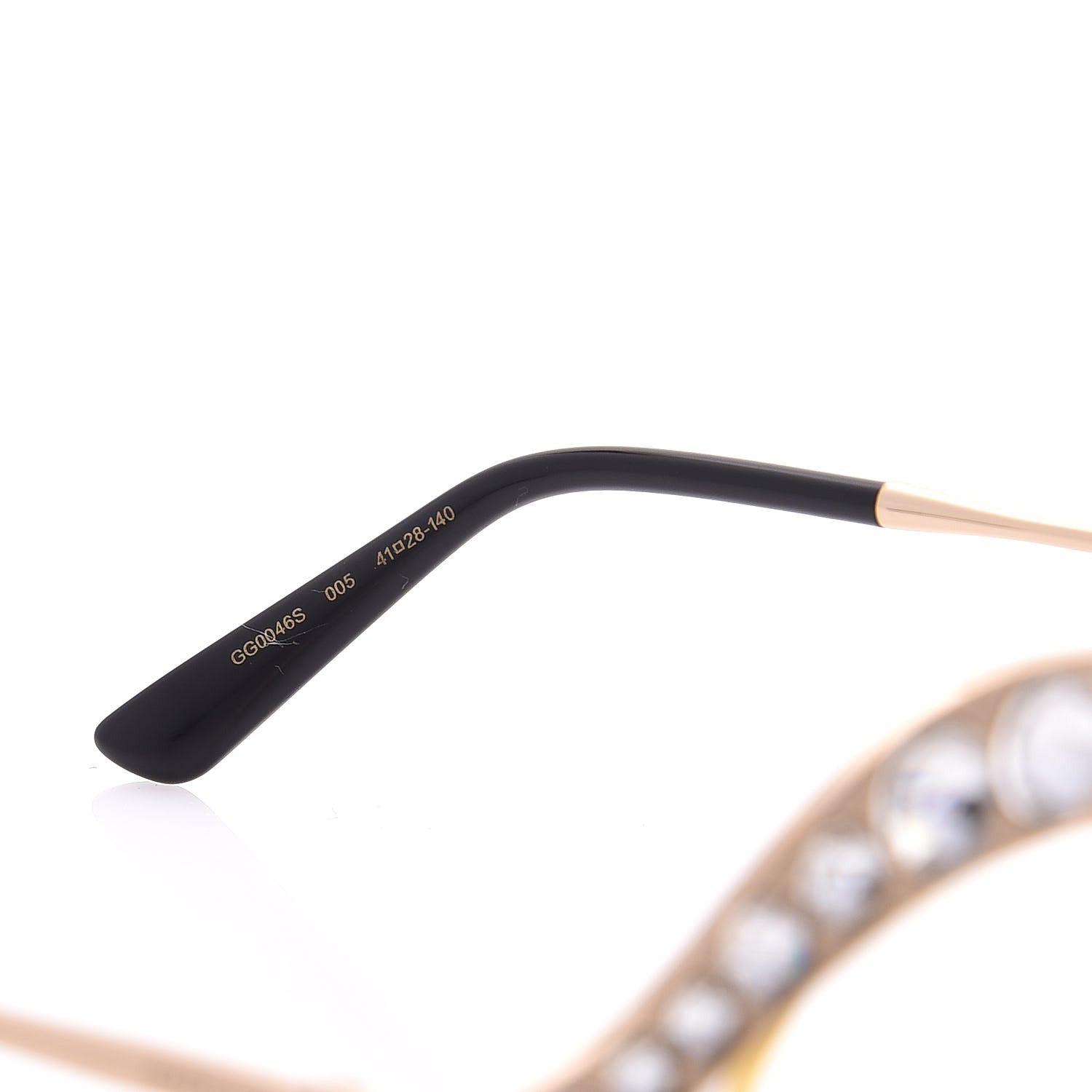 Gucci Metal Crystal Cat Eye Sunglasses GG0046S Gold 6 of 7
