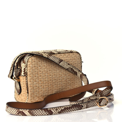 Gucci Raffia Elaphe Mini Ophidia Shoulder Bag Natural Cream Brown 2 of 4