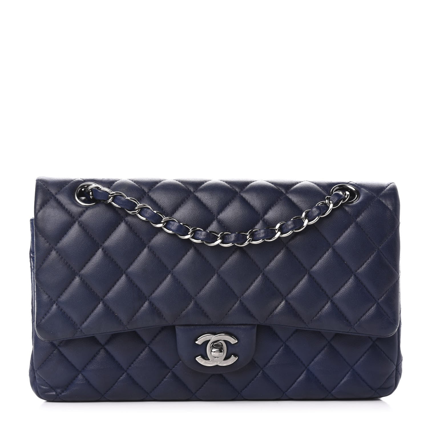 Chanel Lambskin Quilted Medium Double Flap Navy 1 of 10