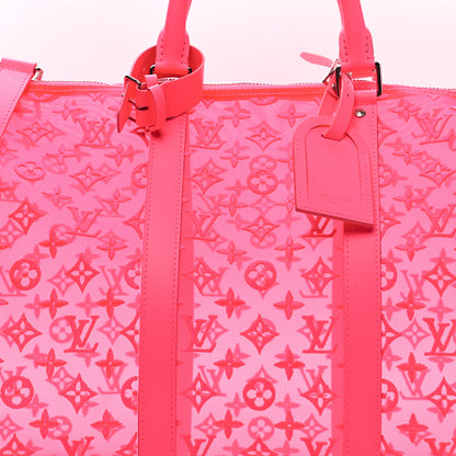 Louis Vuitton Monogram Fluo See Through Keepall Bandouliere 50 Rose 7 of 10