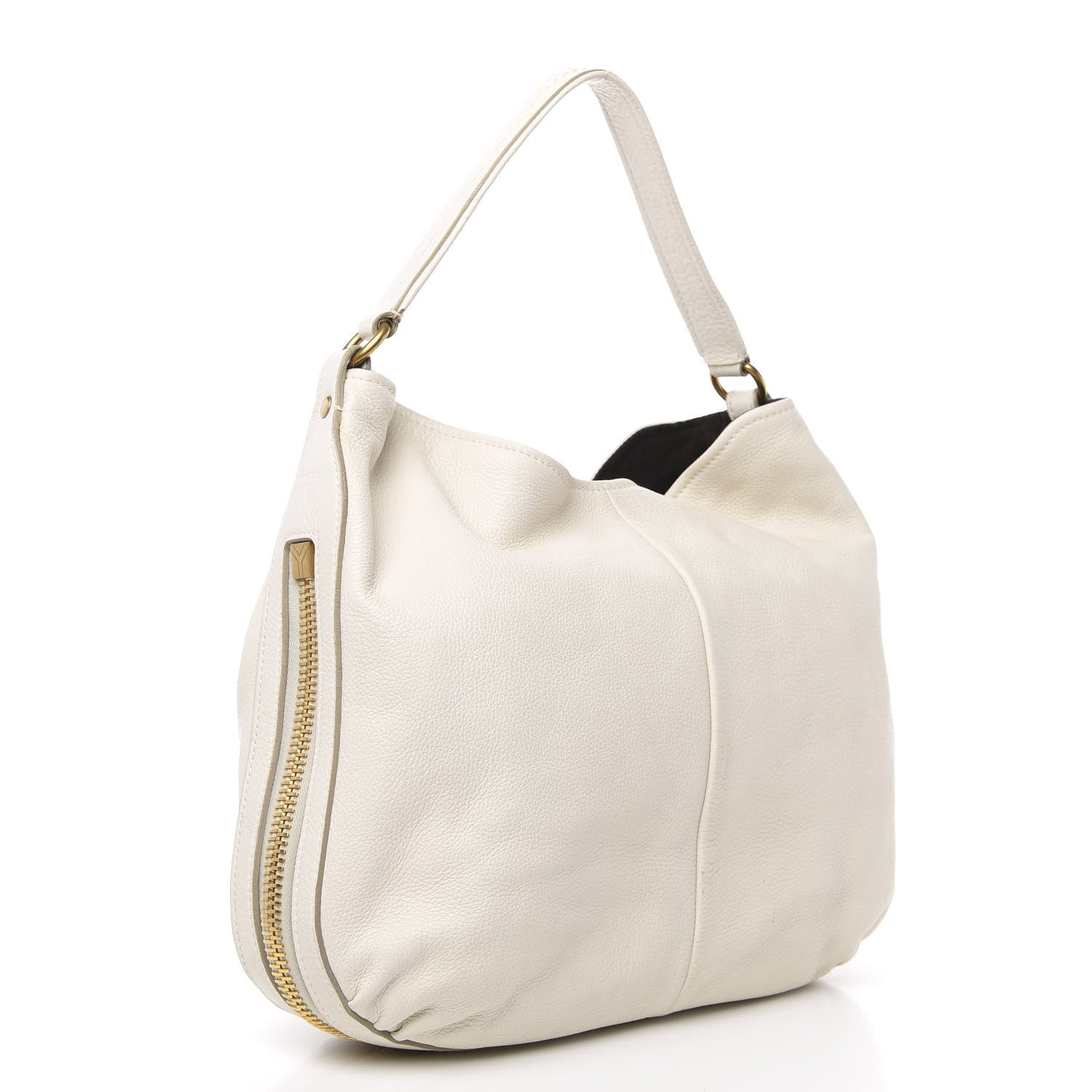 Saint Laurent Calfskin Zip Hobo White 3 of 11