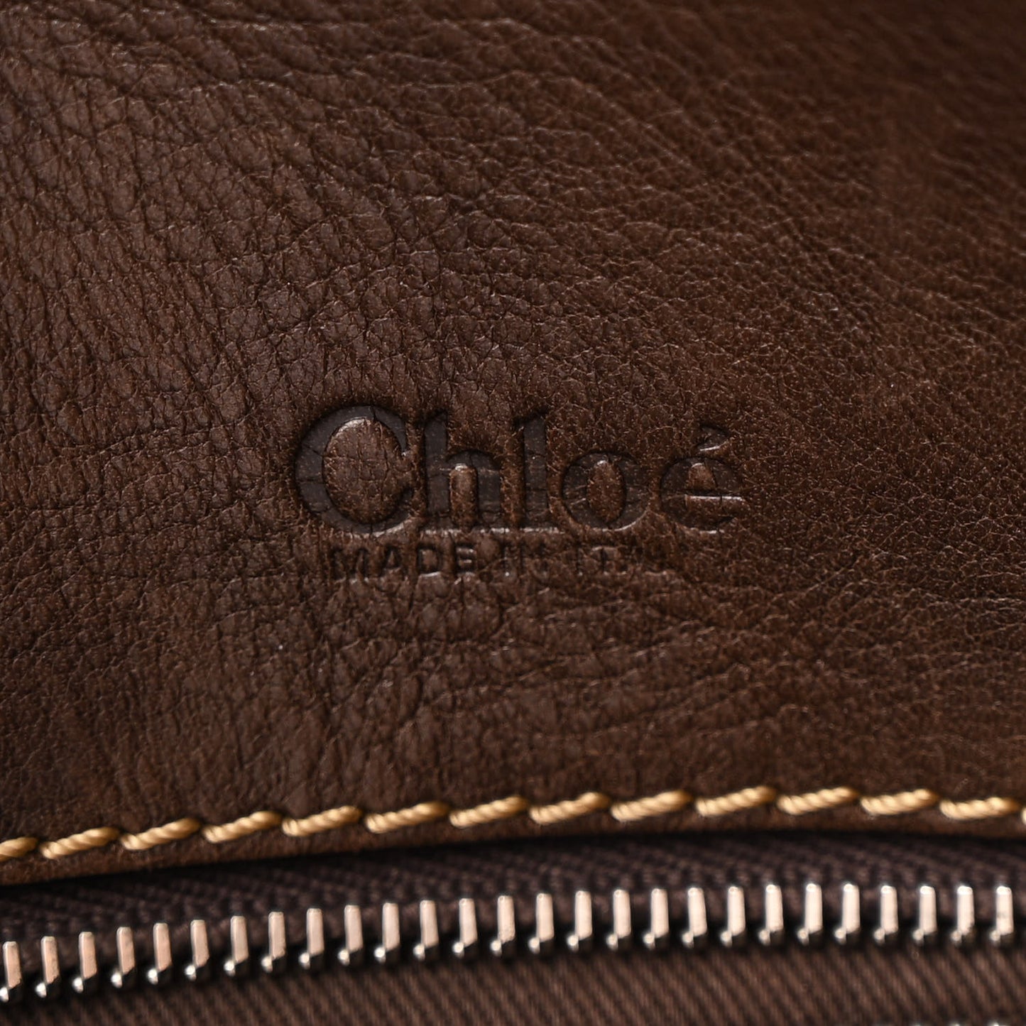 Shiny Tanned Calfskin Large Edith Bag Brun