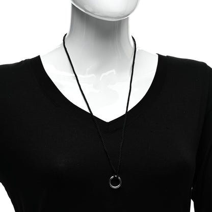 Tiffany Sterling Silver Circle Clasp Cord Necklace Black 2 of 4