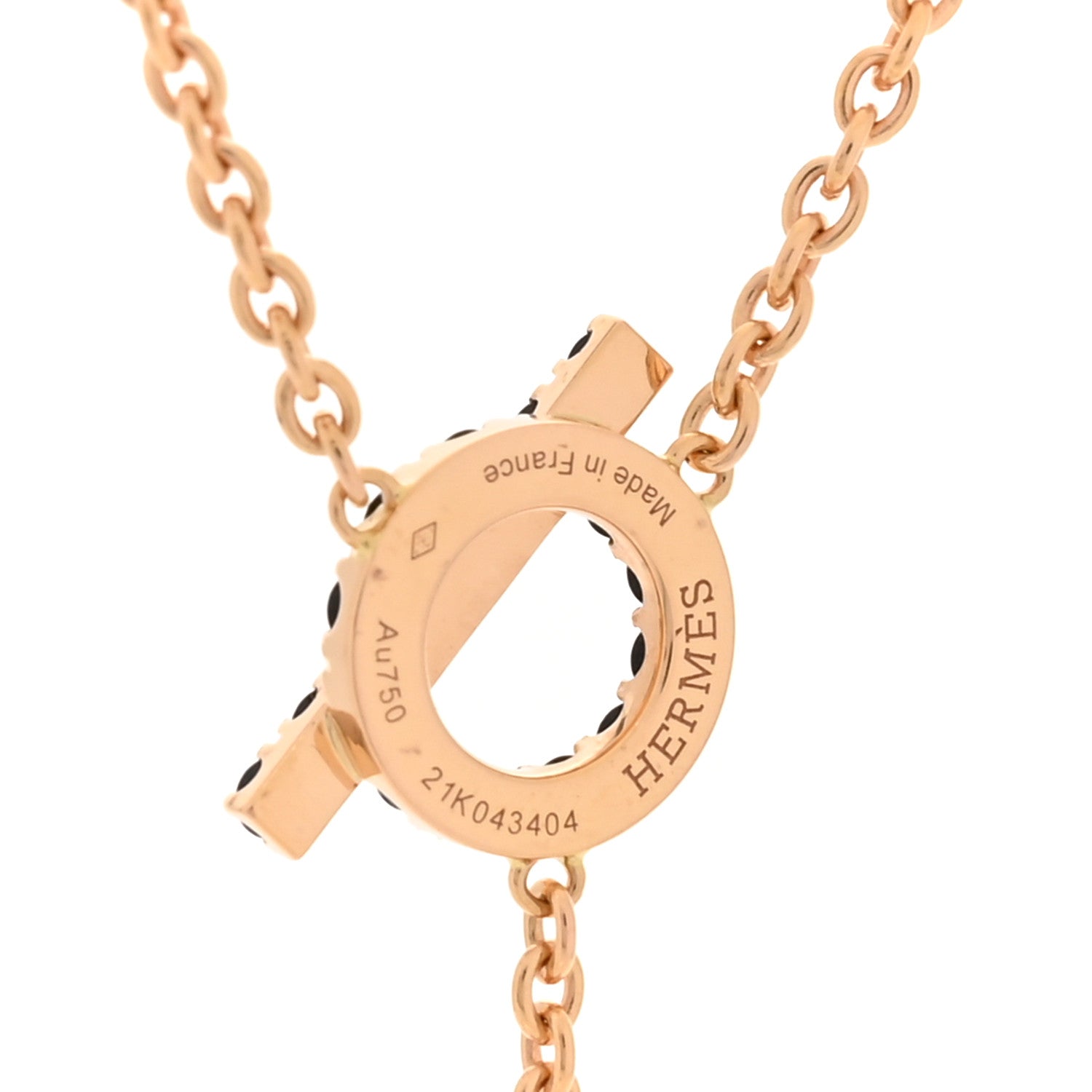 Hermes 18K Rose Gold Black Spinel Finesse Lariat Necklace 5 of 6