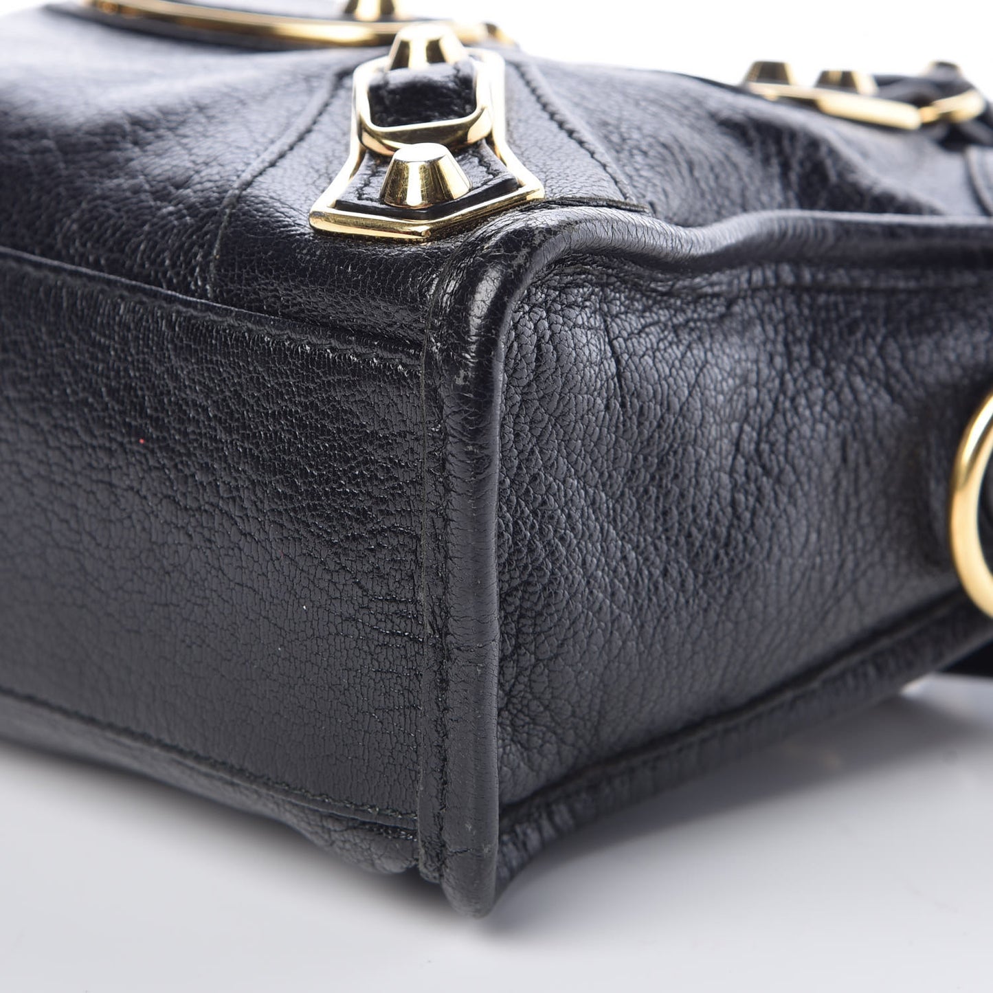 Chevre Gold Metallic Edge Hardware Mini City Black