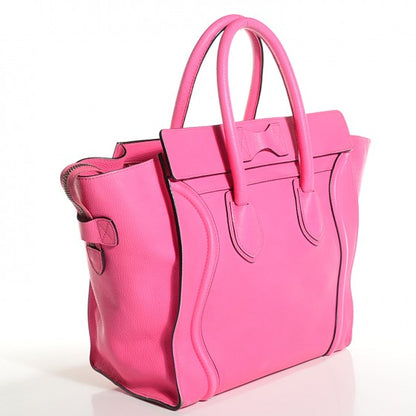 Celine Drummed Calfskin Mini Luggage Fluo Pink 3 of 14